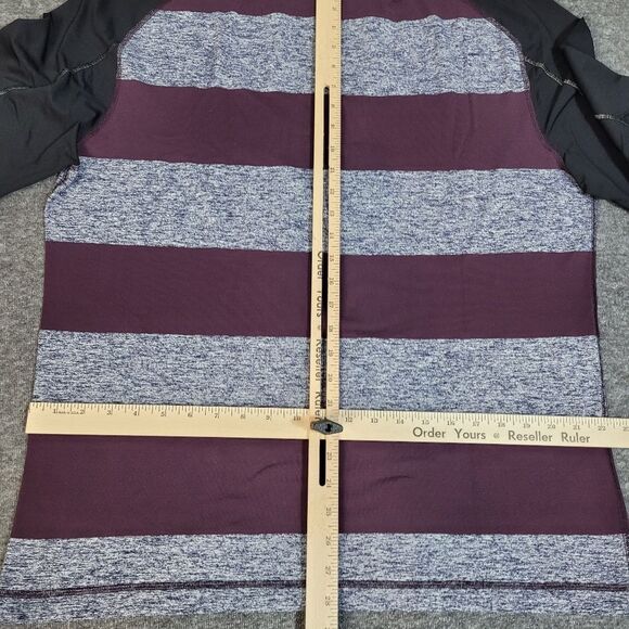 Lululemon Surge Warm Crew Mens Size L Bold Stripe Black Cherry Heathered Navy - Picture 7 of 10